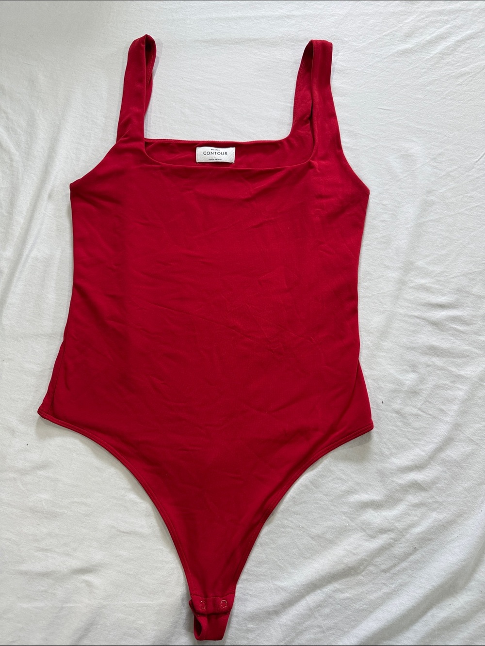 Aritzia Red Square-Neck One-Piece Bodysuit